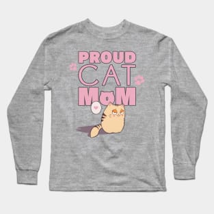 Proud Cat Mom Cute Kitty Badge Of Honour Long Sleeve T-Shirt